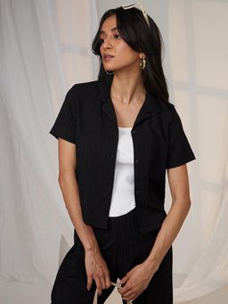 PINACOLADA - Women Midnight Black Textured Co-Ord Set