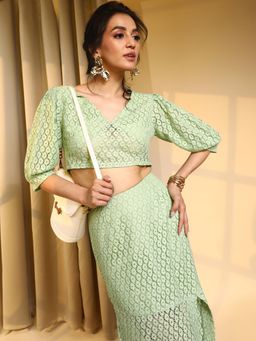 PINACOLADA - Women Mint Green Ditsy Floral Co-Ord Set (Set of 2)