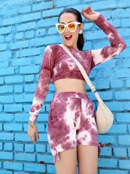PINACOLADA - Women Garnet Pink Tie-Dye Co-Ord Set (Set of 2)