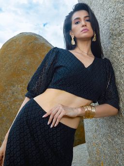 PINACOLADA - Women Onyx Black Ditsy Floral Co-Ord Set (Set of 2)