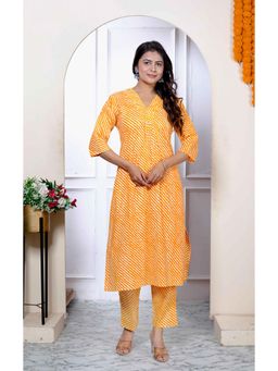 Miravan - Yellow Stripes Straight Kurta with Palazzo (Set of 2)