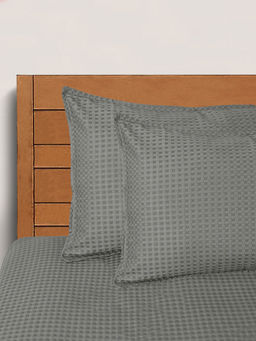 Saral Home - Waffle Cotton Bed Sheet with 2 Pillow Covers Grey (King)