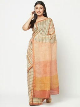 Fabindia - Linen Hand Block Printed Sari