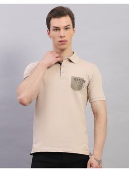 Rock.it - Rockit From House Of Mens Solid Beige Polo Neck Half Sleeve T-Shirt