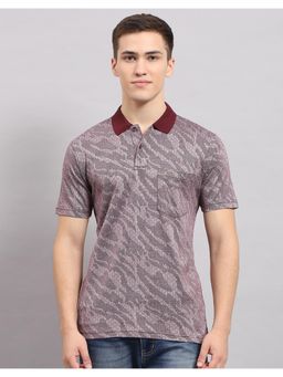 Monte Carlo - Mens Maroon Polo Neck Half Sleeve T-Shirt
