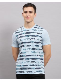 Monte Carlo - Mens Sky Blue Round Neck Half Sleeve T-Shirt