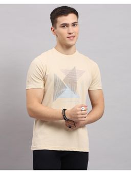 Monte Carlo - Mens Printed Beige Round Neck Half Sleeve T-Shirt