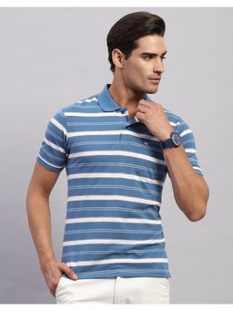 Monte Carlo - Mens Blue Polo Neck Half Sleeve T-Shirt