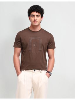 Arrow Newyork - Graphic Brown Short Sleeves Round Neck T-Shirts