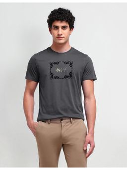 Arrow Newyork - Graphic Charcoal Short Sleeves Round Neck T-Shirts