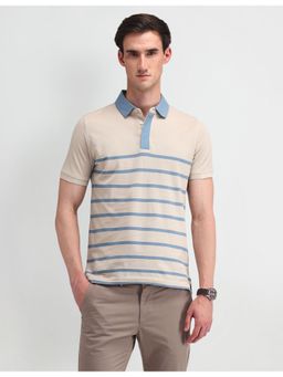 Arrow - Beige Short Sleeves Polo Collar T-Shirts