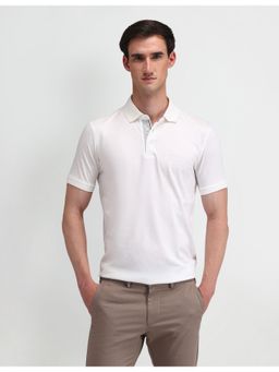 Arrow - Solid White Short Sleeves Polo Collar T-Shirts