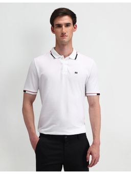 Arrow Sports - Solid White Short Sleeves Polo Collar T-Shirts