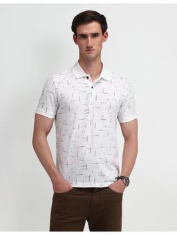 Arrow Sports - Abstract White Short Sleeves Polo Collar T-Shirts