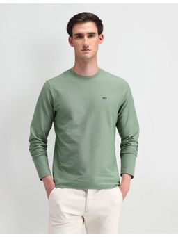 Arrow Sports - Textured Green Long Sleeves Round Neck T-Shirts