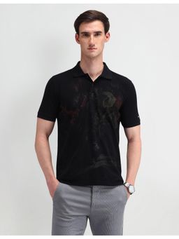 Arrow Sports - Floral Black Short Sleeves Polo Collar T-Shirts
