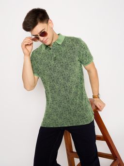 Club York - Green Printed Polo T-Shirt
