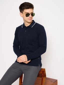 Club York - Navy Solid Polo T-Shirt