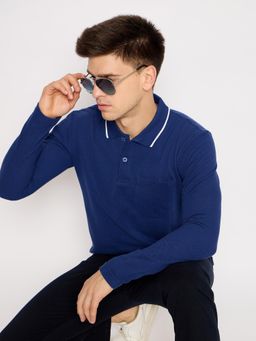 Club York - Denim Blue Solid Polo T-Shirt