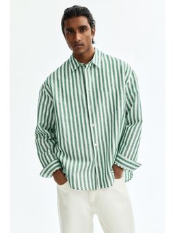 H&M - Men Green Relaxed Fit Linen-Blend Shirt