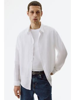 H&M - Men White Relaxed Fit Linen Shirt
