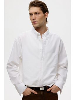 H&M - Men White Relaxed Fit Oxford Shirt