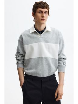 H&M - Men Grey Loose Fit Rugby Sweatshirt