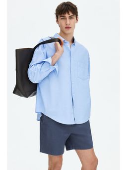 H&M - Men Blue Regular Fit Cotton Chino Shorts