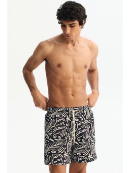 H&M - Men Black Patterned Swim Shorts