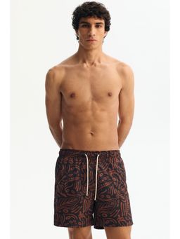 H&M - Men Brown Patterned Swim Shorts