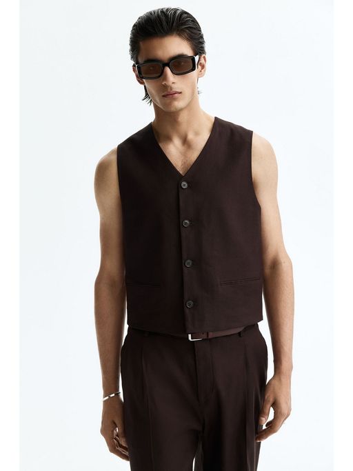 H&M Men Brown Regular Fit Suit Waistcoat