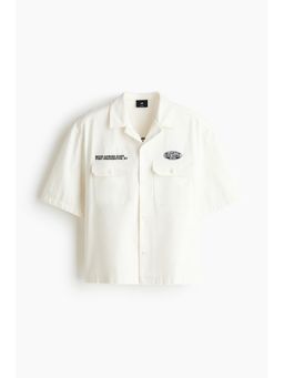 H&M - Men White Relaxed Fit Short-Sleeved Utility Shirt