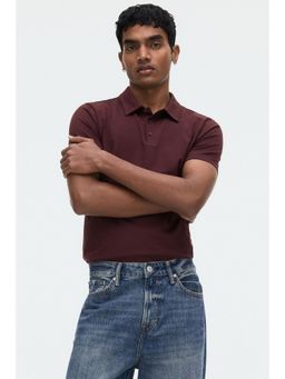 H&M - Men Red Slim Fit Polo T-Shirt