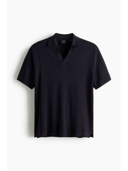 H&M - Men Blue Cooling Regular Fit Knitted Polo T-Shirt
