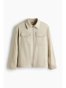 H&M - Men Beige Regular Fit Linen-Blend Overshirt