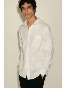 H&M - Men White Regular Fit Linen-Blend Shirt