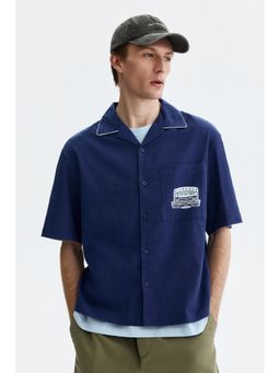 H&M - Men Blue Relaxed Fit Printed Shirt