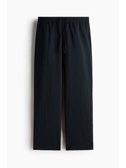 H&M - Men Black Relaxed Fit Textured Trousers