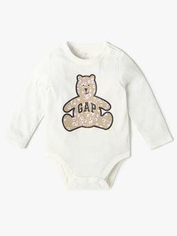 GAP - Off White Logo Printed Onesie