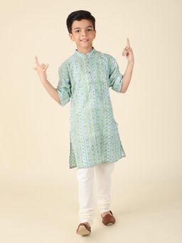Fabindia - Blue Cotton Printed Long Kurta