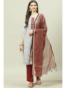 Biba - Grey Cotton Unstitched Suit (Set of 3)