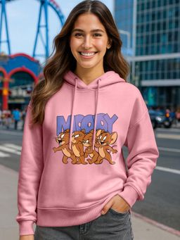 Bewakoof - Heavy Duty 1.0 Women's Pink Mood Jerry Graphic Printed Oversized Hoodies