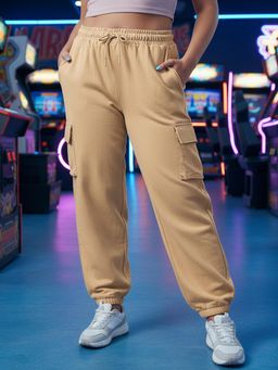 Bewakoof - Air 1.0 Women's Ginger Root Brown Super Loose Fit Plus Size Cargo Joggers