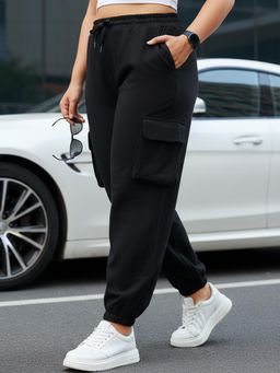 Bewakoof - Air 1.0 Women's Black Oversized Plus Size Cargo Joggers