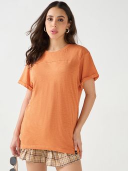 Bewakoof - Air 1.0 Women's Orange Boyfriend T-shirt
