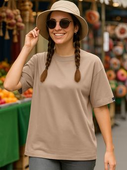 Bewakoof - Women's Ginger Root Brown Oversized T-shirt