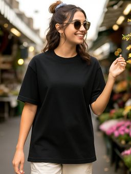 Bewakoof - Women's Black Oversized T-shirt