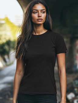 Bewakoof - Women's Black Slim Fit T-shirt
