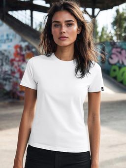 Bewakoof - Women's White Slim Fit T-shirt