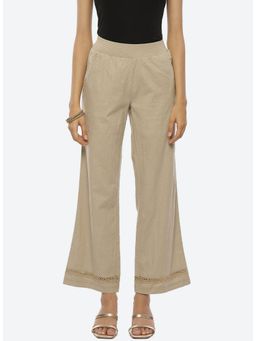 Lakshita - Subtle Beige Trousers With Bell Hem